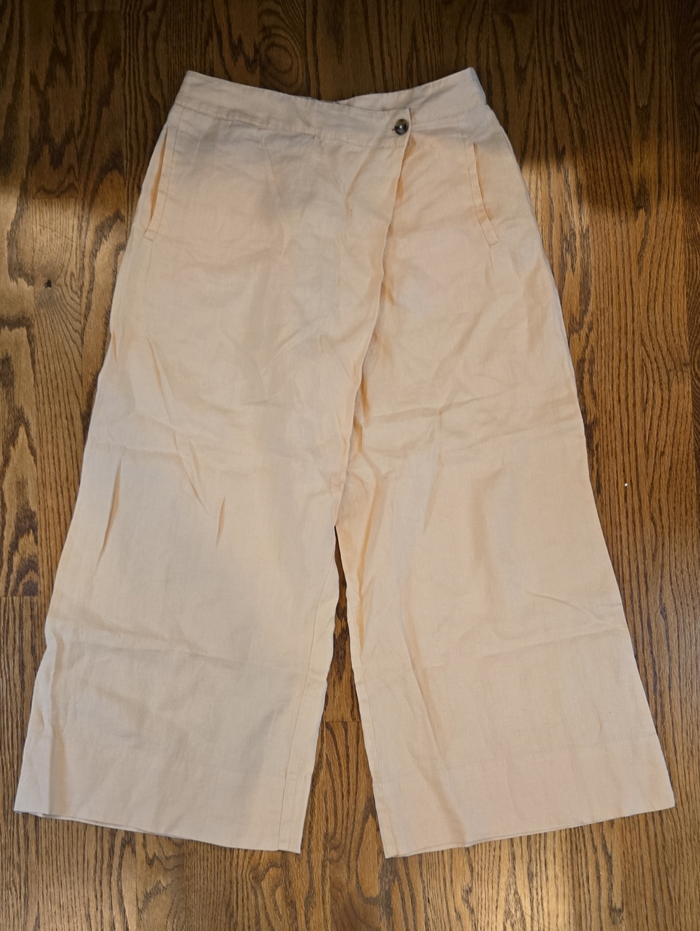 By Anthropologie 100% Linen Crossover Pants - Desert Mist - Size 8